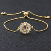 Blair Initial Pave Setting Cubic Zircon Adjustable Charm Bracelet